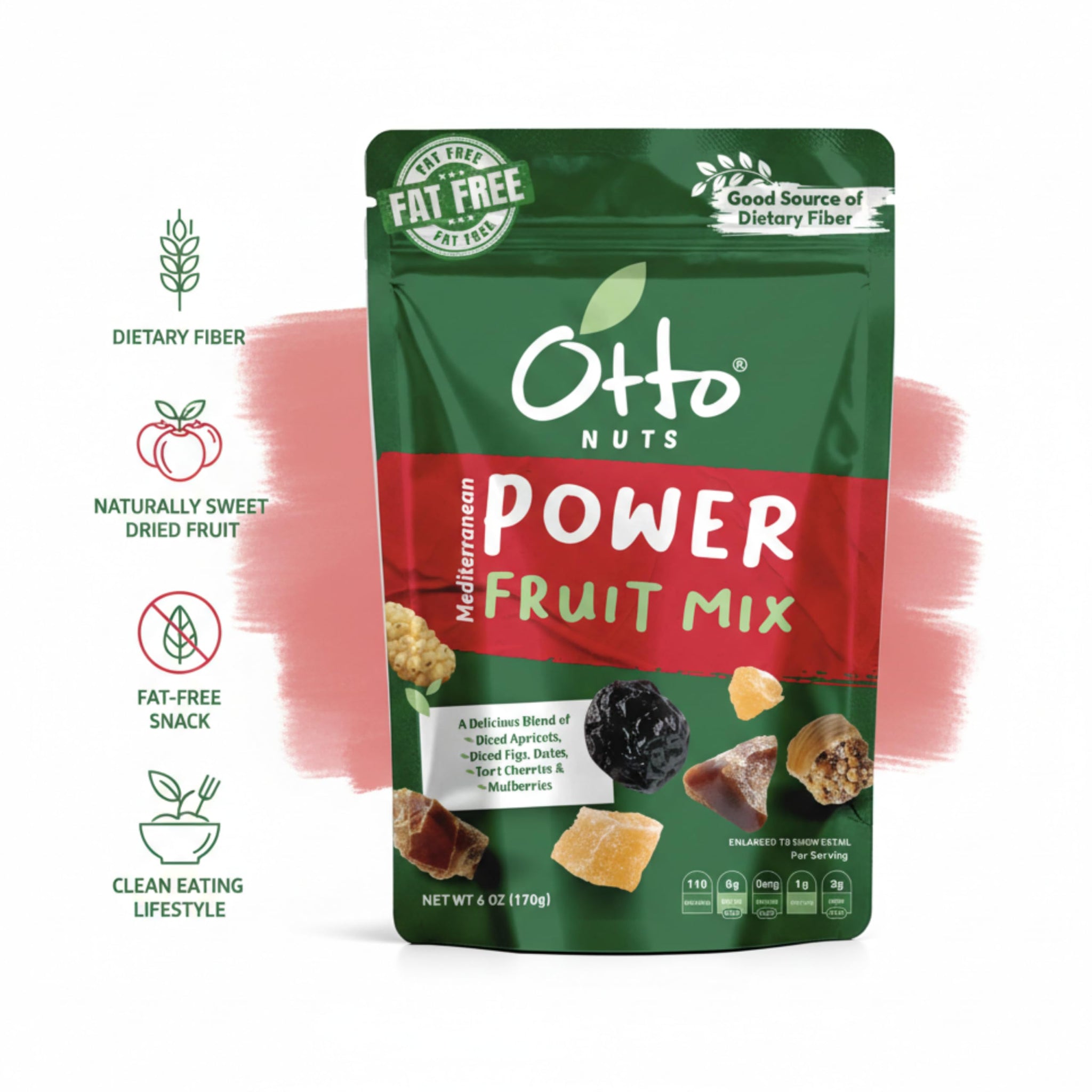 Otto Nuts - Mediterranean Power Fruit Mix, NON-GMO Good Source of Dietary Fiber | 6 OZ with Resealable Bag
