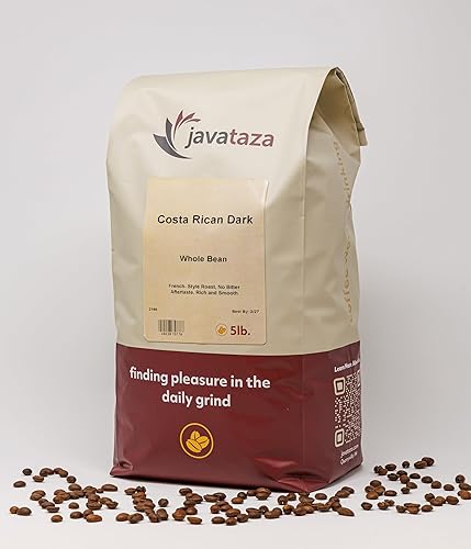 Costa Rican Dark Roast Whole Bean Coffee 5lb. - Fairly Traded, Naturally Shade Grown