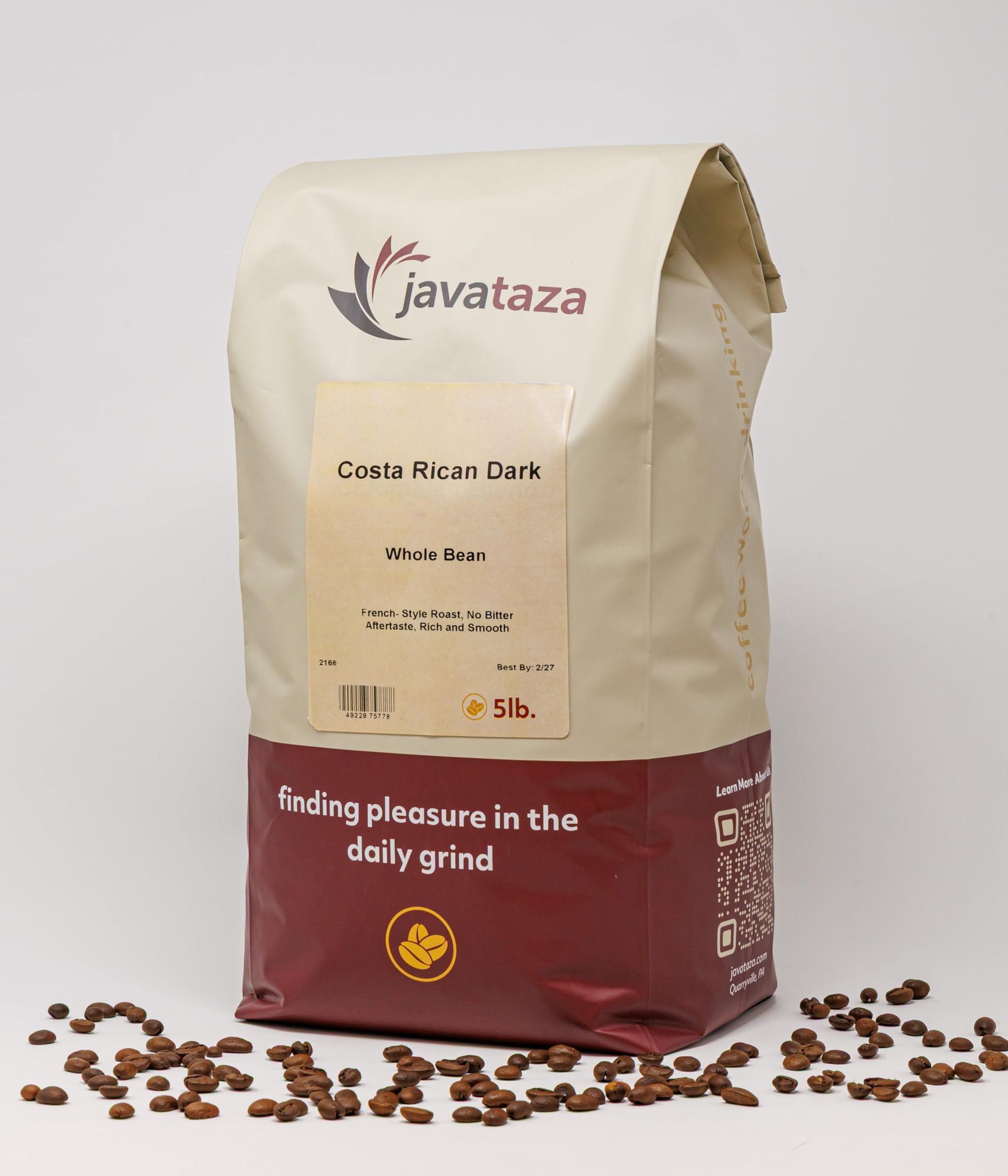 Costa Rican Dark Roast Whole Bean Coffee 5lb. - Fairly Traded, Naturally Shade Grown