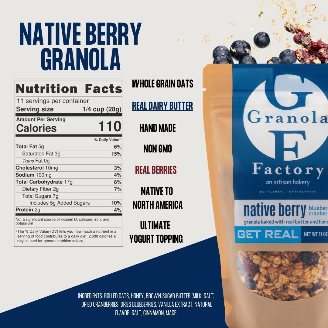 Granola Factory Native Berry, All-Natural, Sweet and Salty Breakfast Cereal Snack (Native 3 pack), 11 ounce (Pack of 3)