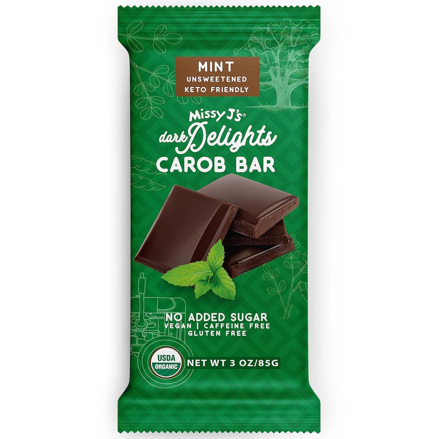 Missy J's Organic Carob Dark Delights Unsweetened Sampler Candy Bar 3 Pack, Vegan, Gluten and Caffeine Free Healthy Substitute for Chocolate, Perfect