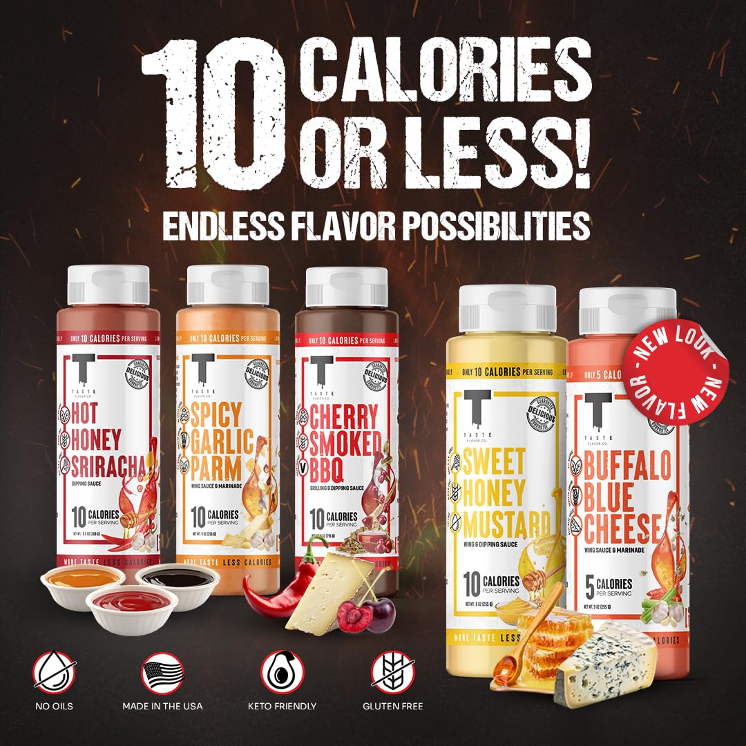 Taste Flavor Co. Wing Sauce and Marinade, Great Tasting, Keto Friendly, Low-Calorie Sauce (Hot Honey Sriracha)