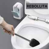 REBOLLITA Toilet Bowl Brush and Wall Mounted Holder, Premium Quality, with Stainless Steel Handle and Durable Bristles for Bathroom Deep Cleaning