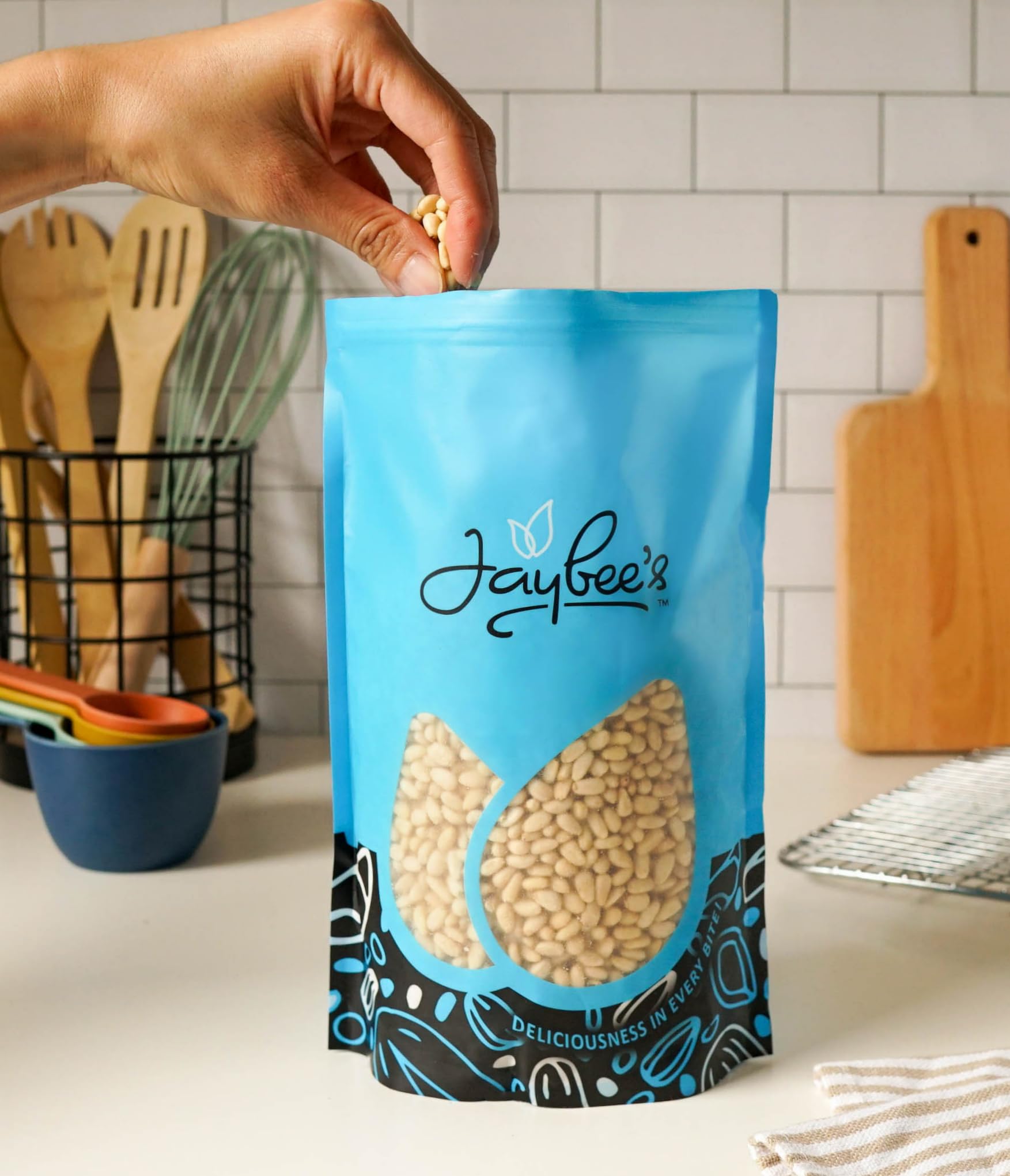 Raw Pine Nuts 1 Pound | Whole Natural Unsalted Pignolias | Great for Cooking, Baking, Salads, Pesto Sauce, Roasting | Vegan, Keto, Paleo Friendly |