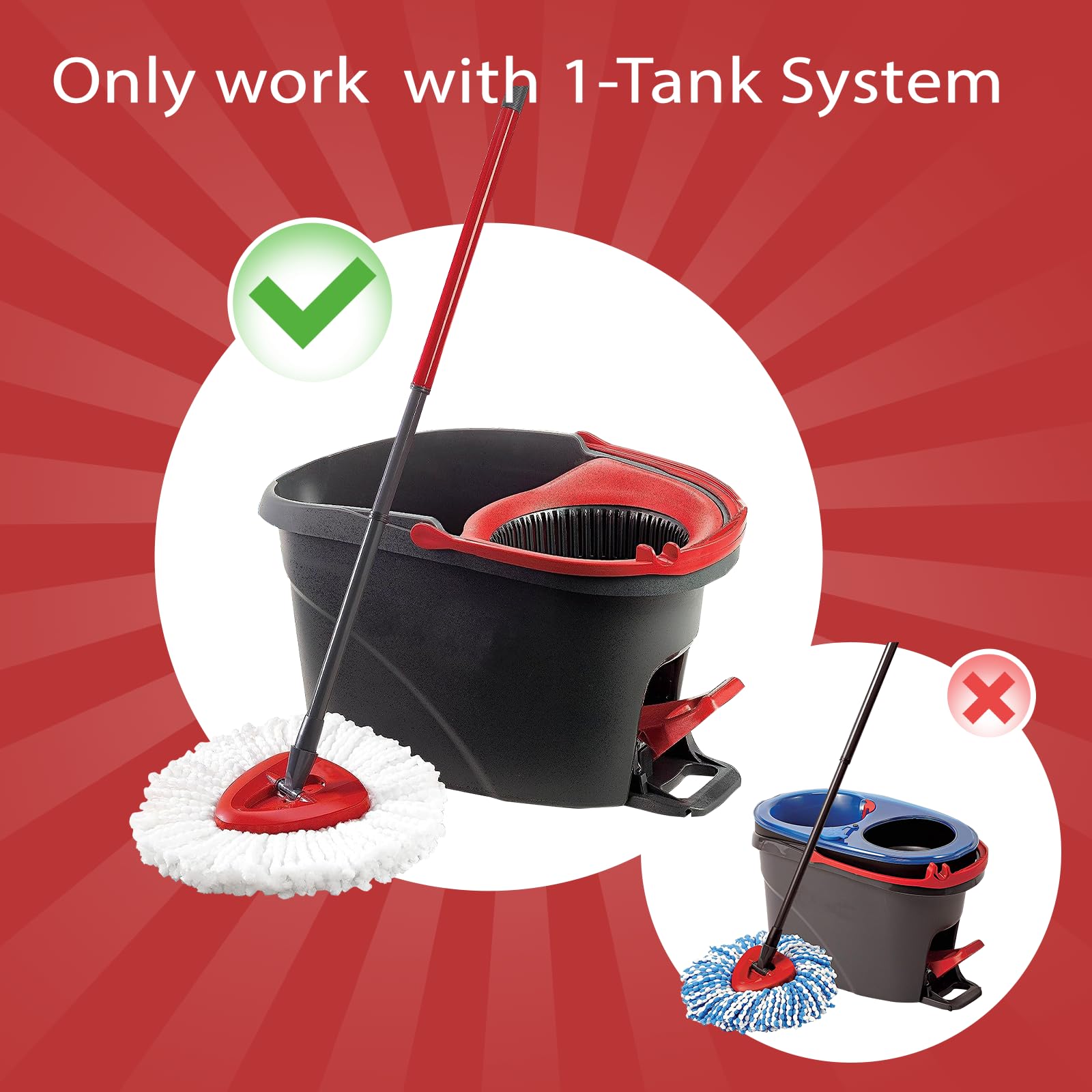 Mop Replace Head, 3 Pack Spin Mop Replacement Head Easywring 1-Tank System, Easy Cleaning, Microfiber, Machine Washable