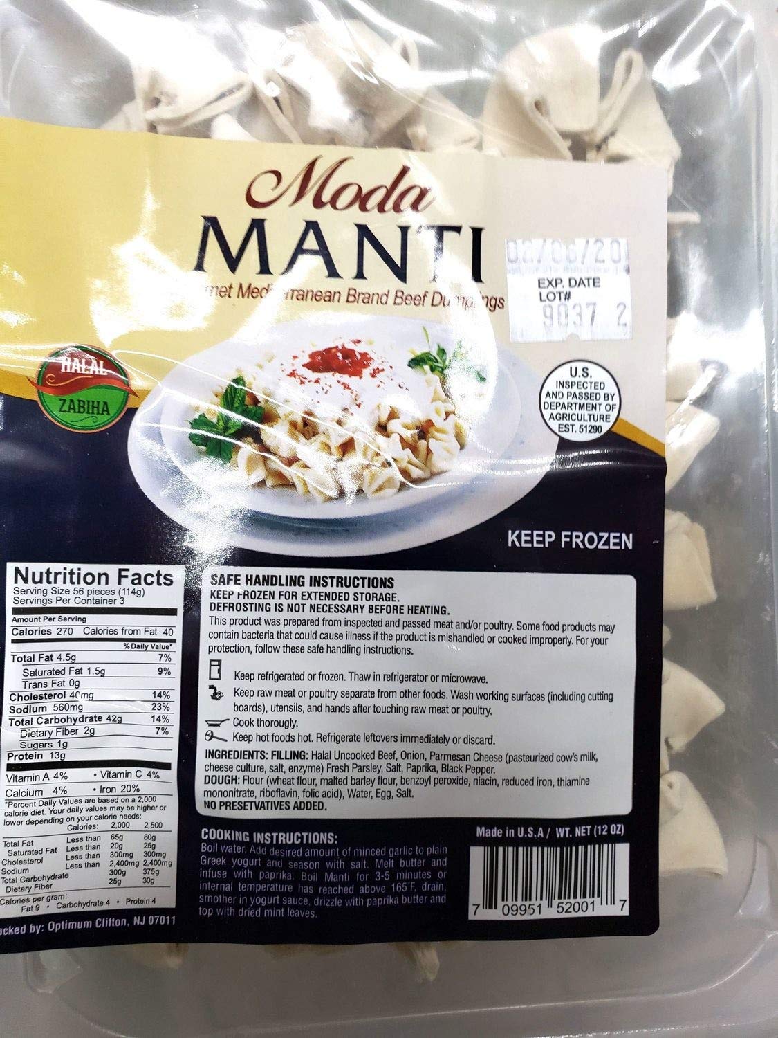 Halal Turkish Ravioli (Manti) 10 lb Freshly Frosted by Moda Food