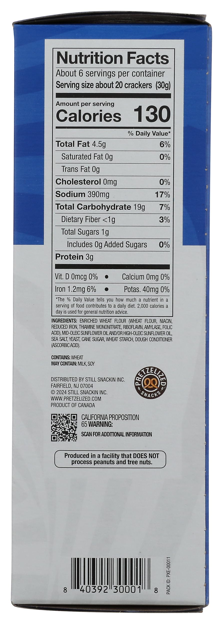 Pretzelized, Sea Salt Pretzel Crackers, 6.5 Ounce
