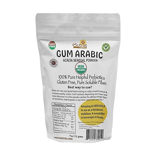 Gum Arabic Powder, USDA Organic | 4 oz. Easy use Bag | Gum Acacia Use as Food emulsifier thickener or DIY Watercolors
