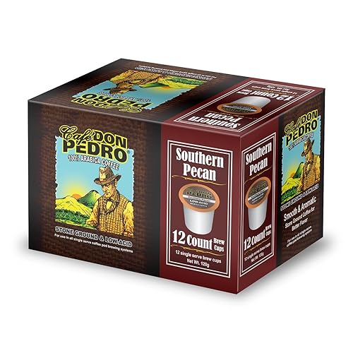 Cafe Don Pedro Southern Pecan Low Acid Coffee Pods - Compatible with Keurig K-cup Coffee Maker, 100% Arabica, Battles Heartburn, Acidic Reflux, 72