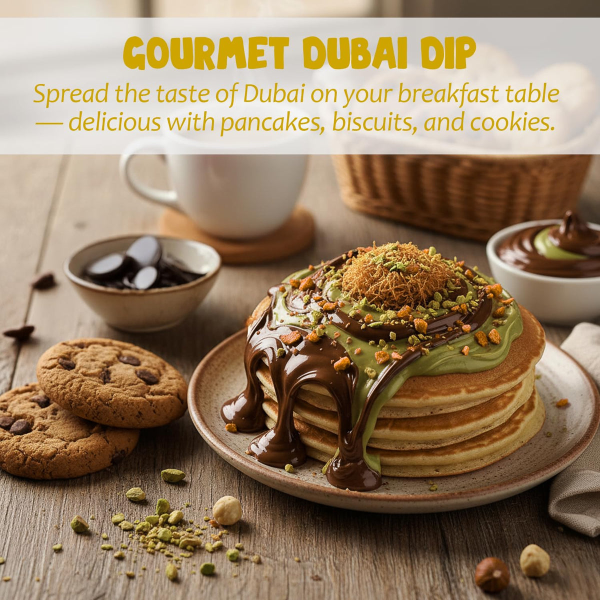 Dubai Spreadable Chocolate with Freeze-Dried Banana - Premium Pistachio Spread with Roasted Phyllo - Gourmet Breakfast Chocolate - 275g (9.7 oz) Jar