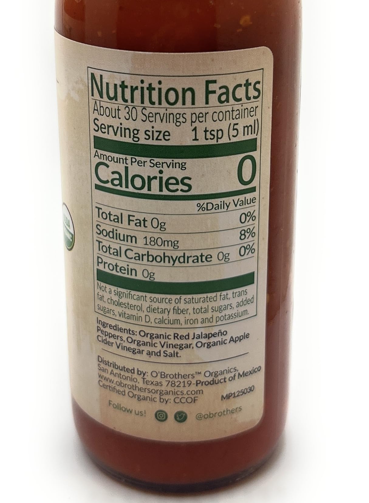 O'Brothers Organic Pepper Sauce 5oz - 2 bottles (Jalapeno)