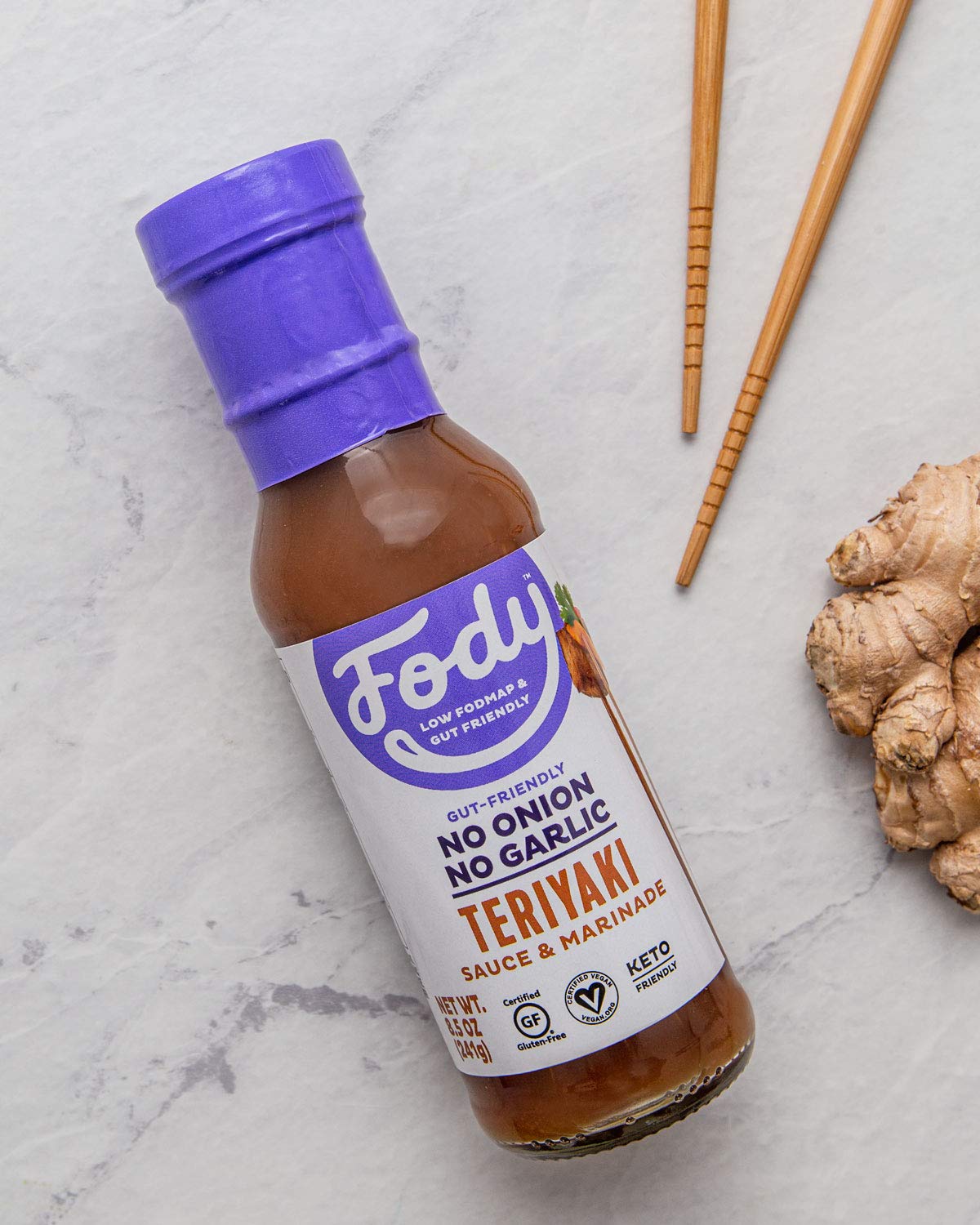 Fody Teriyaki Sauce Pack | Low FODMAP | No Onion No Garlic | Gluten Free Lactose Free | 4, 8 Ounce (Teriyaki)