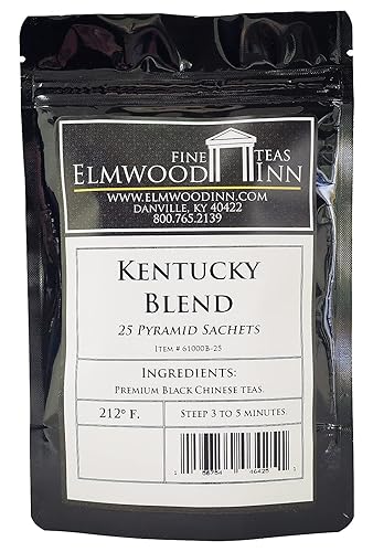 Elmwood Inn Fine Teas, Kentucky Blend Black Tea, 25 Pyramid Sachet Tea Bags