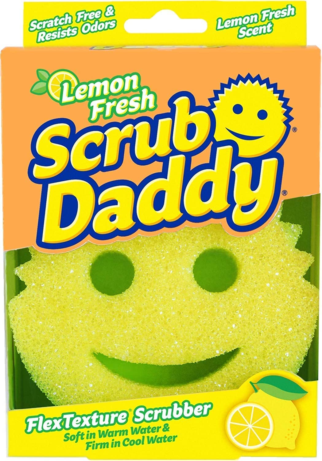 Scrub Daddy Sponge - Lemon Fresh Scent - Scratch-Free Multipurpose Dish Sponge - BPA Free & Made with Polymer Foam - Stain & Odor Resistant Kitchen