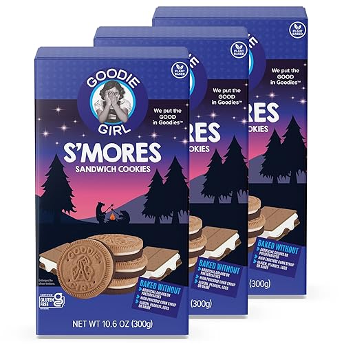 Goodie Girl, Smores Sandwich Cookies | Gluten Free | Peanut Free | Egg Free | Dairy Free | Kosher (10.6oz, Pack of 3)