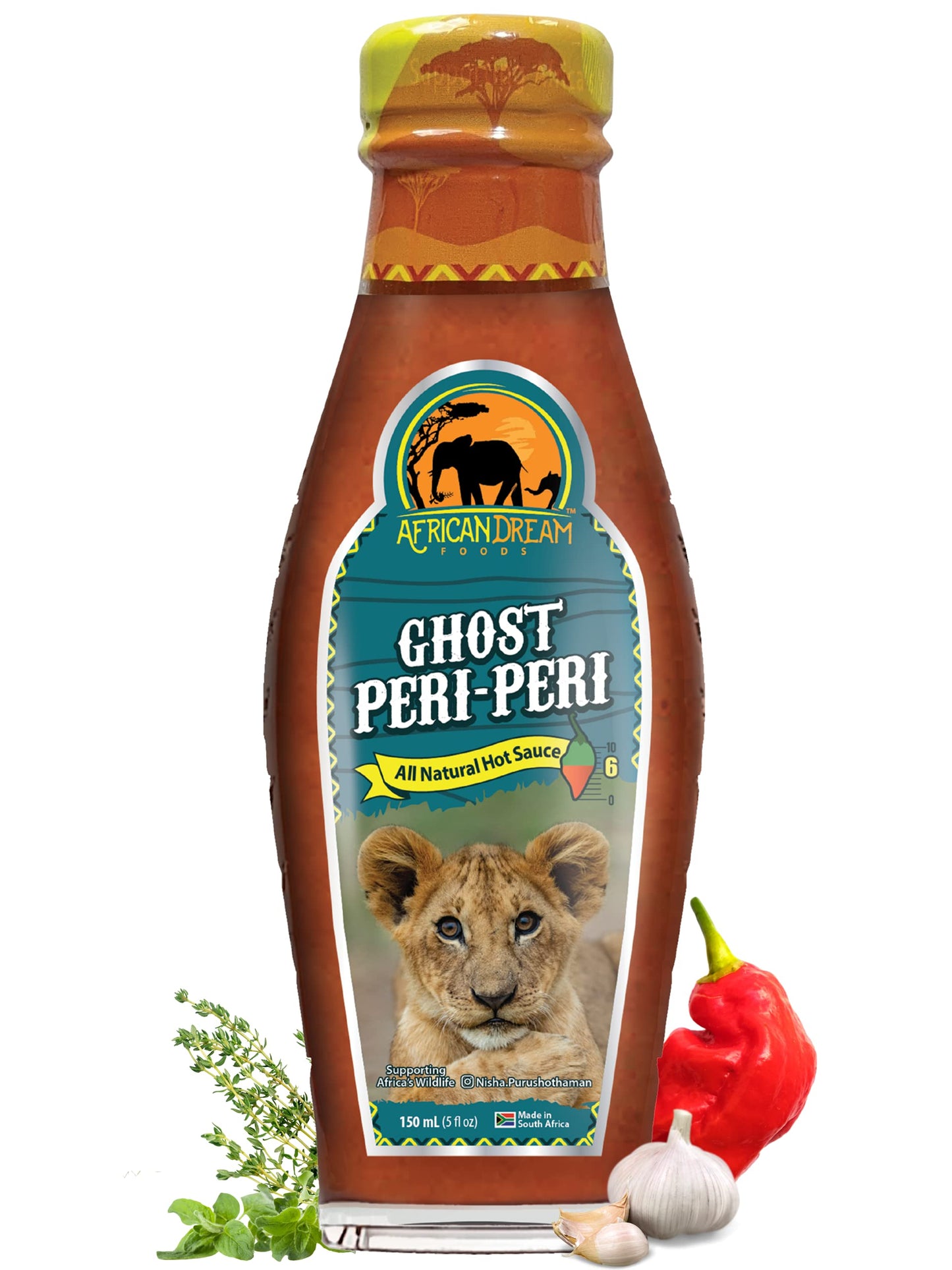 Ghost Peri-Peri Hot Sauce by African Dream Foods | All-Natural Spicy Piri-Piri Sauce with African Ghost Peppers | Vegan, Non-GMO, Gluten-Free| Glass