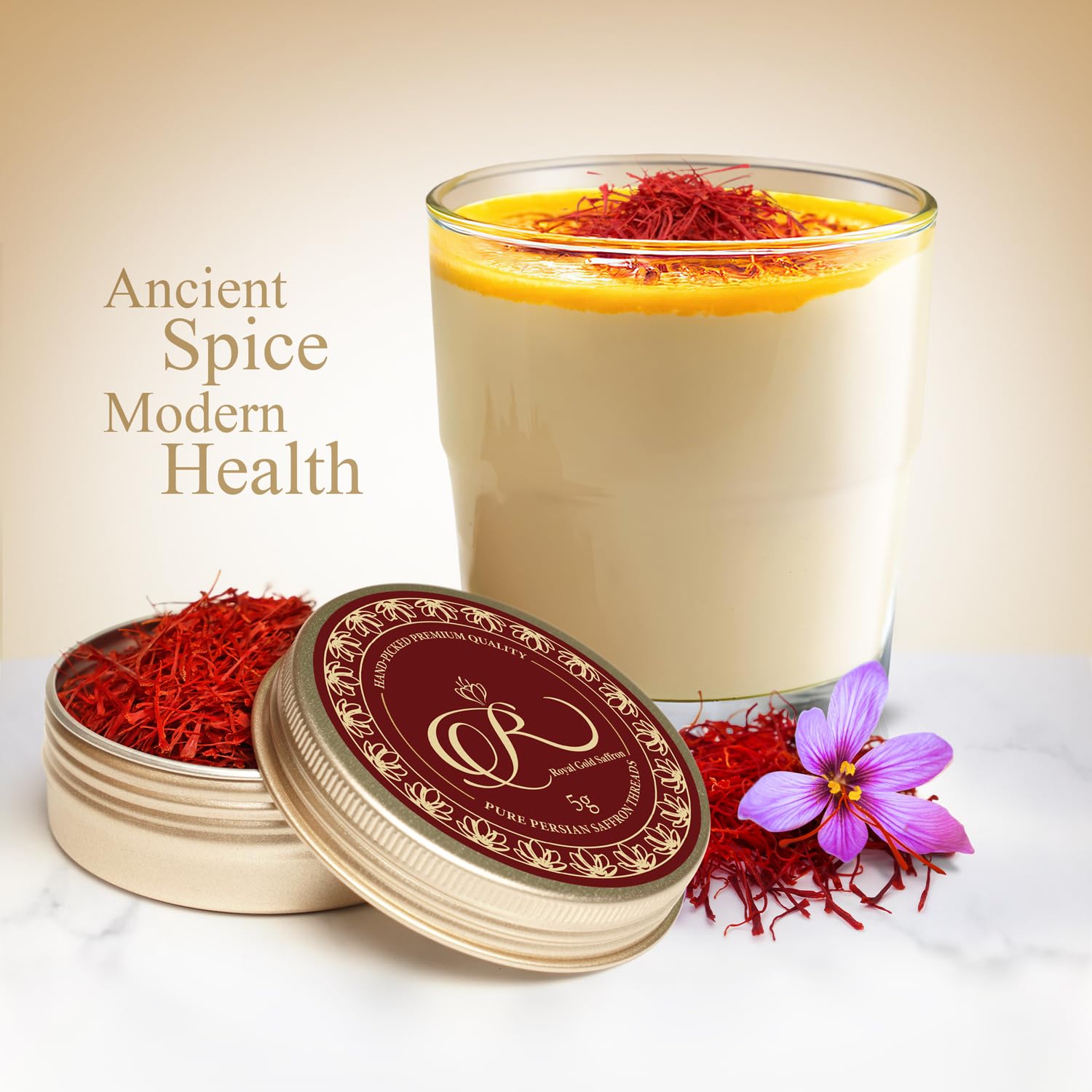 Royal Gold Saffron - Premium Super Negin Saffron Threads, Grade A+ | Gourmet Chef’s Select Spice for Paella, Rice, Risotto, Teas, Dessert, and Gourmet