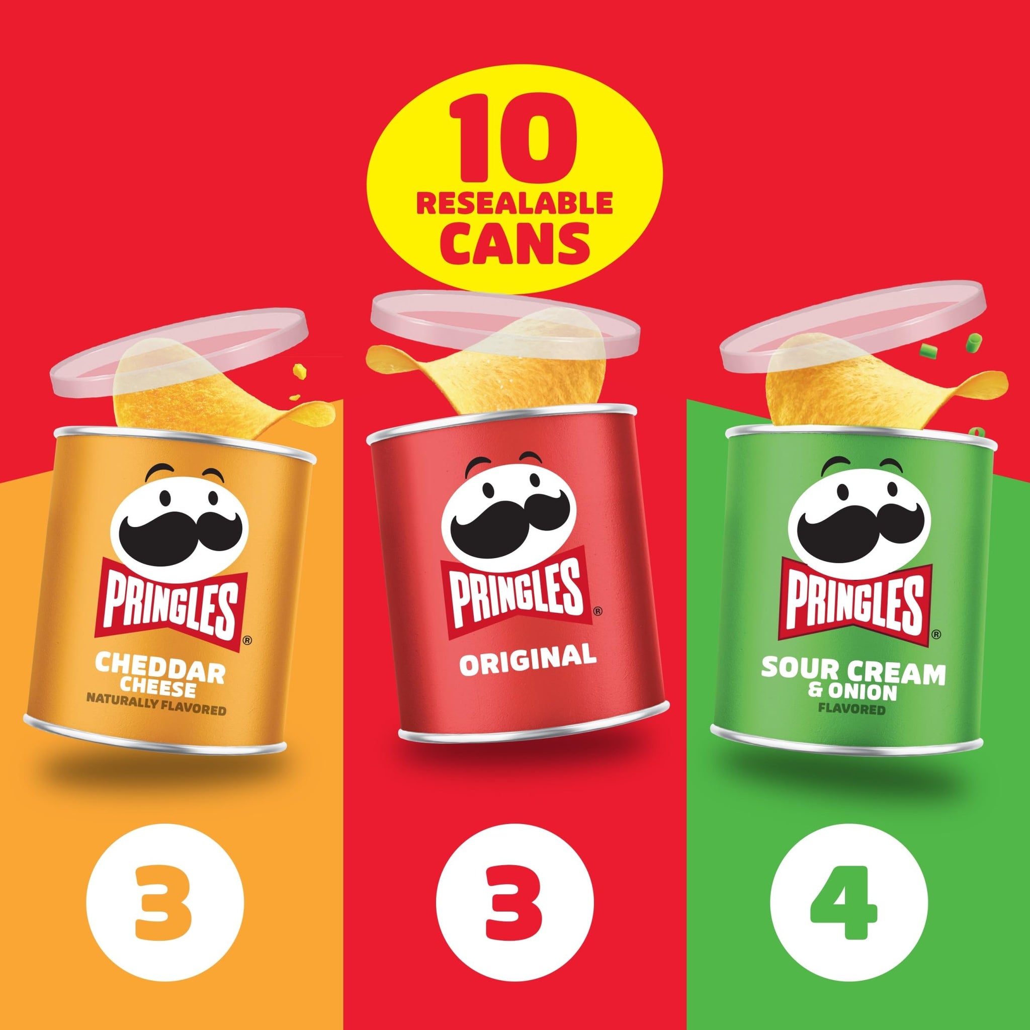 Pringles Potato Crisps Chips, Lunch Snacks, Variety Pack, 13.7oz Pack (10 Cans)