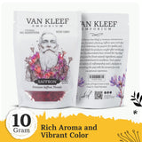 Van Kleef Emporium Kashmiri Saffron Threads - 10 Grams | Grade A+ Super Negin Premium All-Red Spice | Pure & Organic for Cooking, Paella, Risotto, Tea