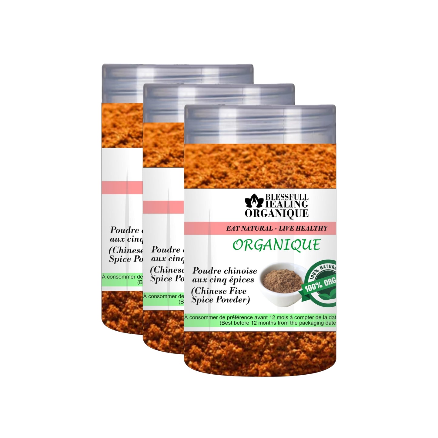Blessfull Healing Organic Chinese Five Spice Powder (Cnental Spice Blend) 100 Gram (3.52 oz) Each (Pack Of 3) = 300 Grams, Vegan
