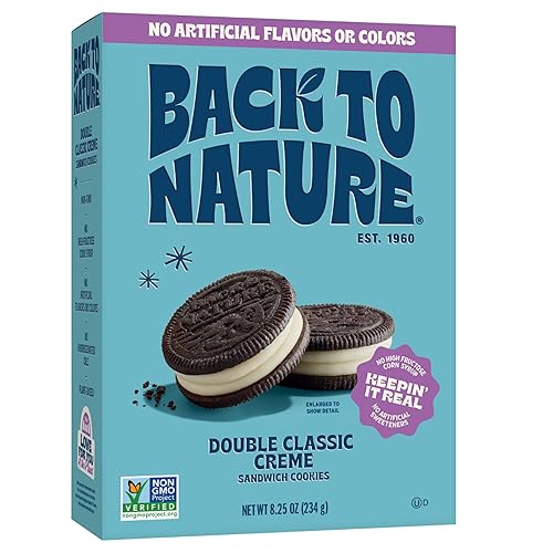 Back to Nature Double Creme Sandwich Cookies, Plant-Based, Non-GMO, Plant-Based, Made with Wheat Flour, Snack Happy, 8.25 oz Box