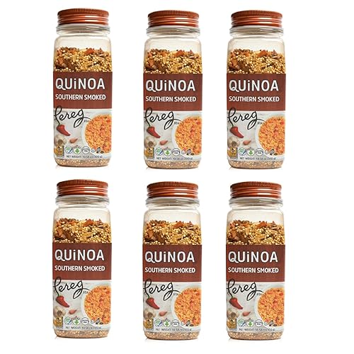 Pereg Southern Smoked Style Quinoa (10.58 Oz x 6 Pack) Ancient Superfood Quinoa Grains, Fibers, Protein & Iron | Flavored w/Dried Veggies, Paprika & Garlic, Prewashed Quinoa, Gluten-Free & Non-GMO