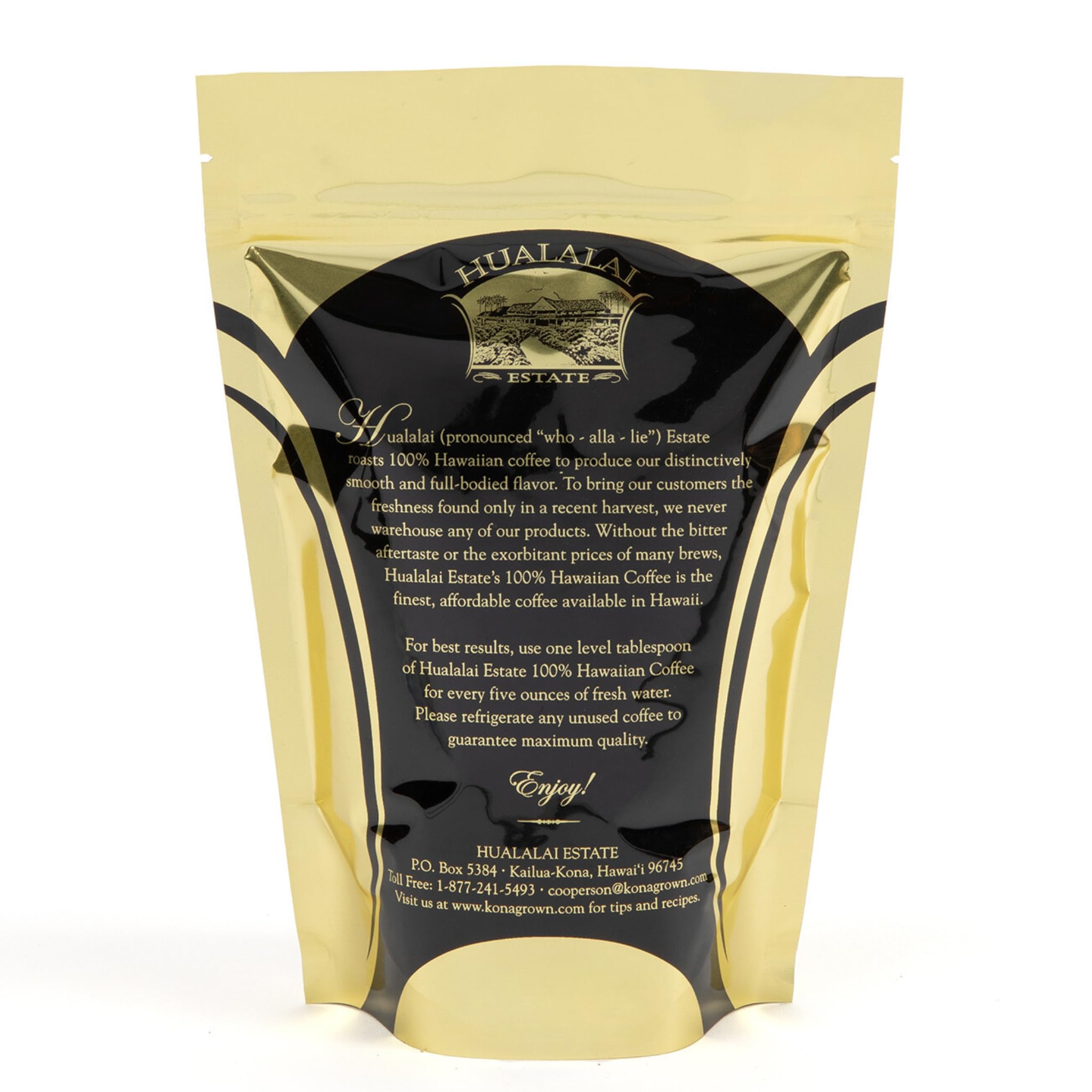 Hualalai Estate 100% Pure Kona Ground Coffee - Medium Dark Roasted Hawaiian Grown Beans - Pesticide-Free Gourmet Grade Premium Coffee (7 oz)