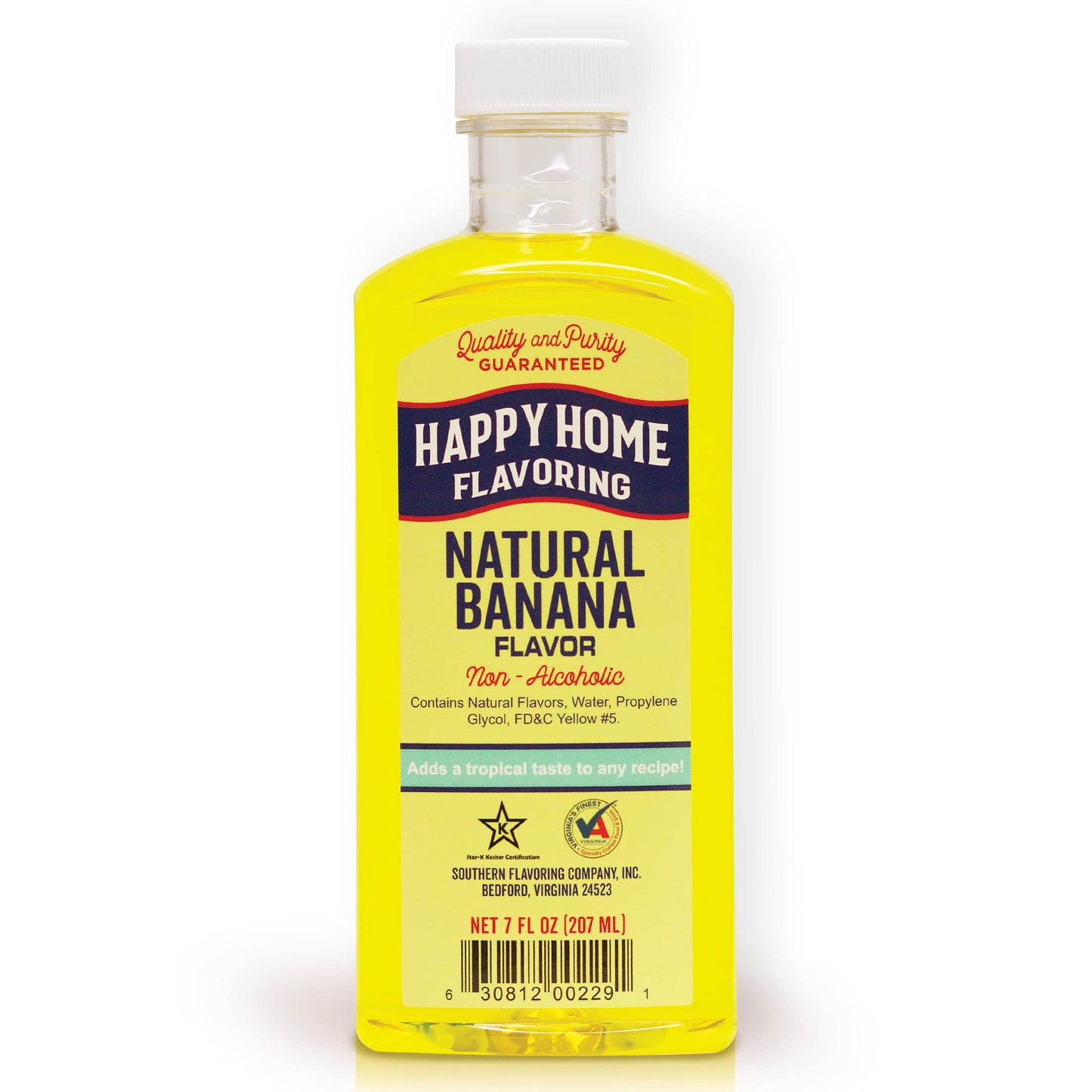 Happy Home Natural Banana Flavoring, Non-alcoholic, Certified Kosher, 7oz.