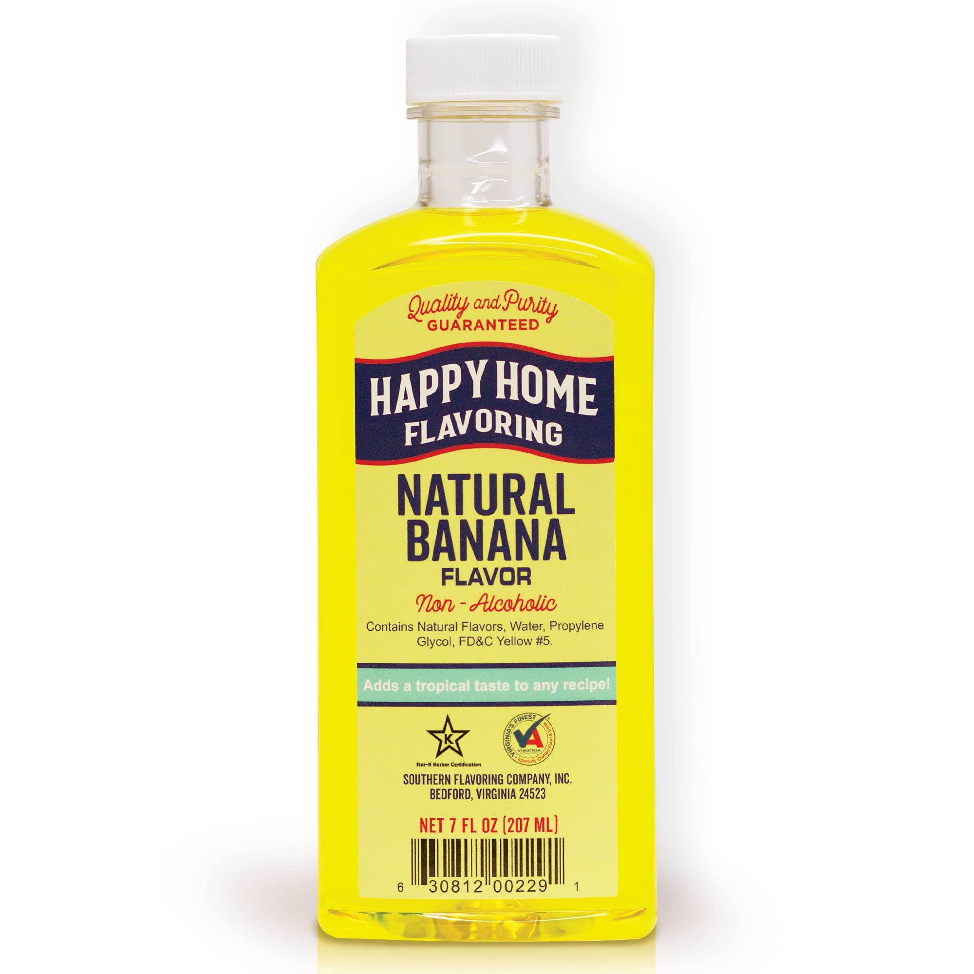 Happy Home Natural Banana Flavoring, Non-alcoholic, Certified Kosher, 7oz.