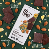 Theo Chocolate Almond Brittle Crunch Organic Dark Chocolate Bar, 55% Cacao, 6 Pack | Vegan, Fair Trade