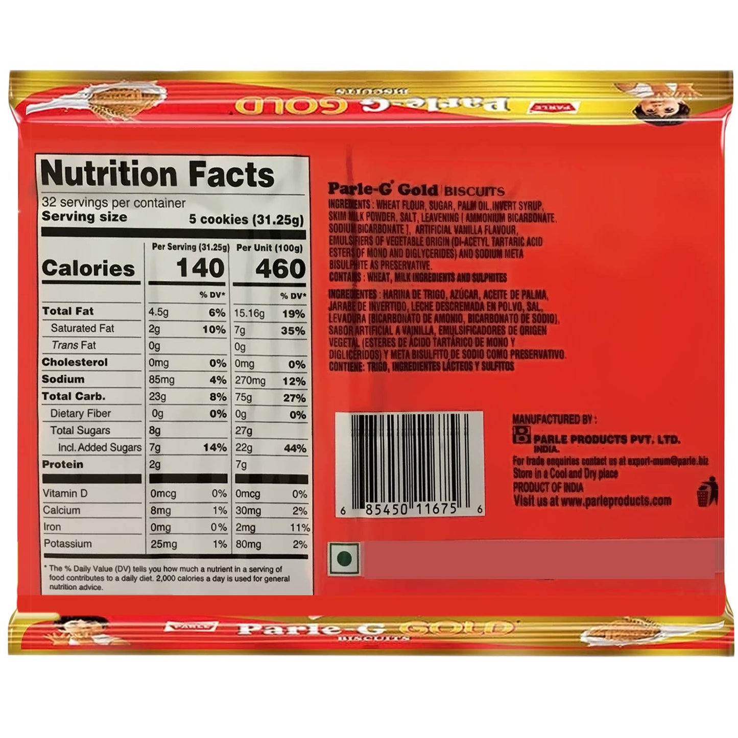 Parle-G Gold Biscuits, 1 KG (10 pack of 100g)