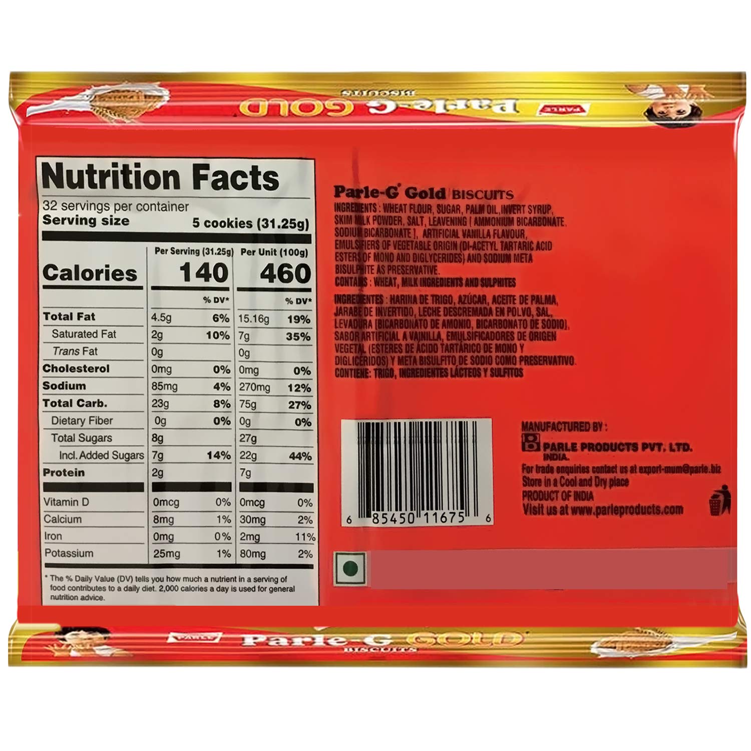 Parle-G Gold Biscuits, 1 KG (10 pack of 100g)