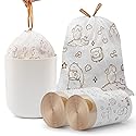 Small Trash Bags, 4 Gallon HDPE Trash Bags Small Size 180 Count, Printed with a Cute and Beautiful Pattern Garbage Bags, Suitable for Office