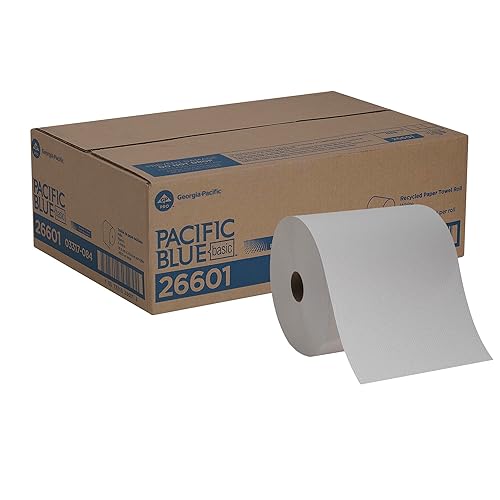 Pacific Blue Basic Recycled Paper Towel Rolls (previously branded Envision) by GP PRO (Georgia-Pacific), White, 26601, 800 Feet Roll (Pack of 1)