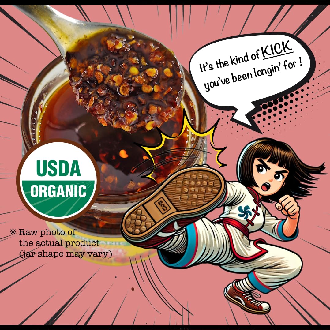 Organic Chili Crunch-Oh! - Spicy Rich Umami Crisp Oil without MSG and Chemicals - Crafted in USA