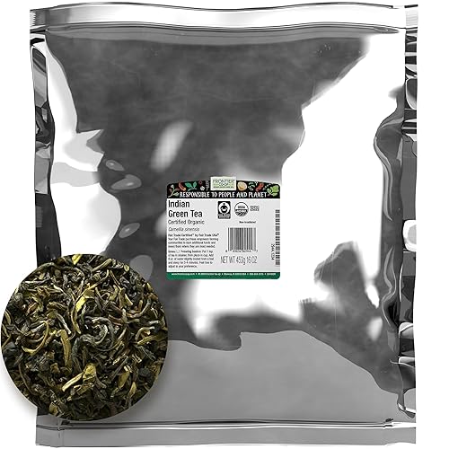 Frontier Co-op Indian Green Tea, 1lb Bulk Bag - Organic Green Tea Loose Leaf - Perfect for Refreshing Loose Leaf, Lattes, Smoothies and More