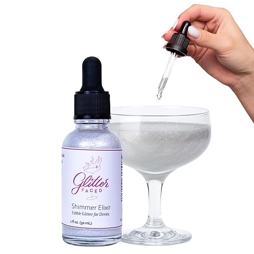 Glitter Faced Shimmer Edible Glitter for Drinks - 0 Calories, No Taste, 30ml Luster Dust for Sparkling Holiday Cocktails, Parties & Events - Made in