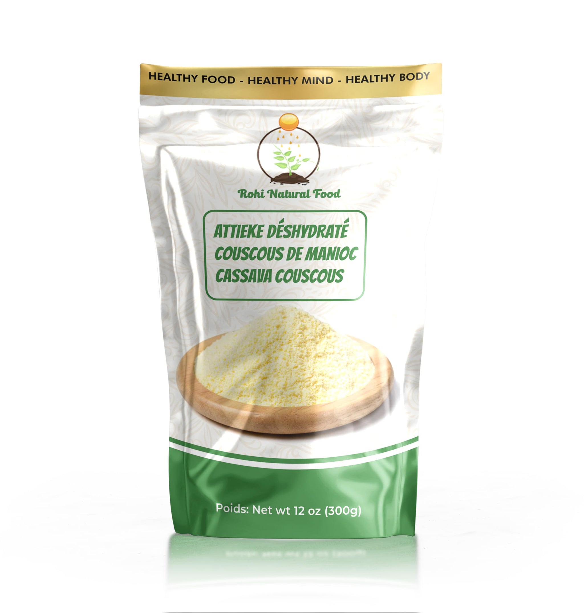 Rohi Natural Food Attieke - Cassava Couscous| AIP Rice| Paleo Compliant |GLuten-Free | High Fiber |Non-GMO | Attieke Cote d'Ivoire | Vegan, 300g