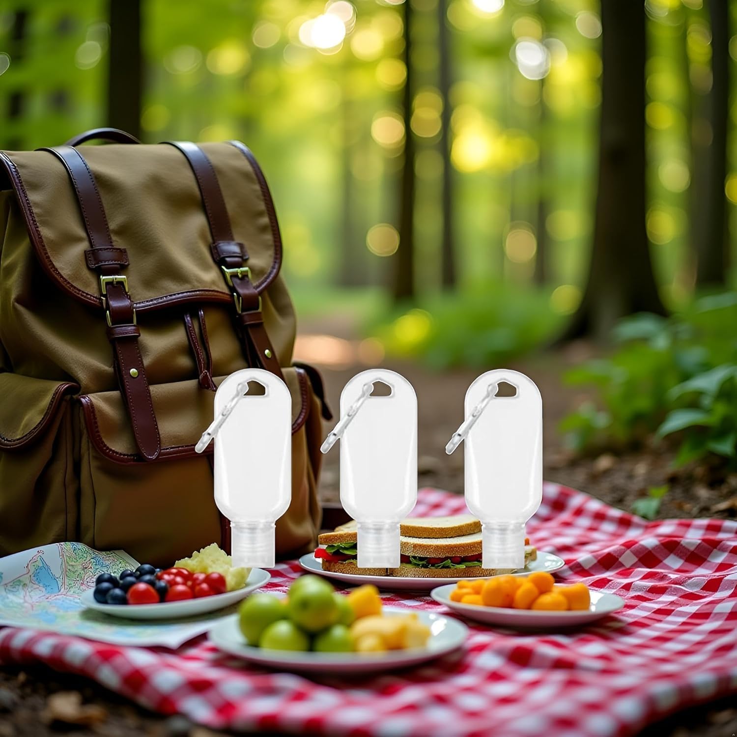 4 Pcs Portable Hot Sauce Keychain Bottles - Mini Ketchup Containers for On-The-Go - Mini Hot Sauce Bottles, Refillable Travel Size, 2oz/50ml,Sauces