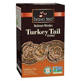 Bravo Tea Turkey Tail Mushroom Herbal Tea, Caffeine Free 20 Tea Bags