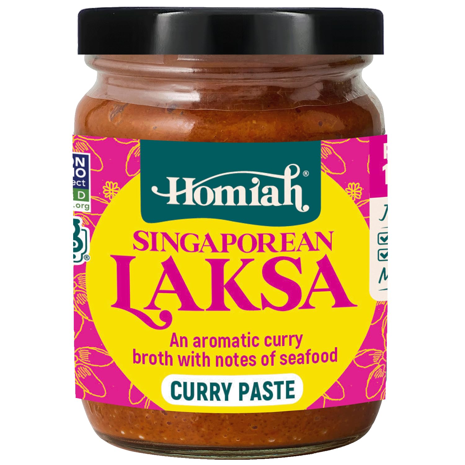 Homiah Laksa Curry Paste, 4 Oz - Gluten-Free, Non-GMO Singaporean Curry Paste, Thai Essentials for Kitchen - Premium Laksa Thai Paste for Authentic