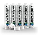 Portawipes Coin Tissues | 50 Pack with 5 Carrying Cases | Toilet Paper Tablets | Compressed Towels | Expandable Wipes | Soft & Odor Free