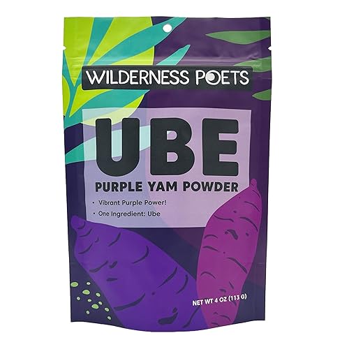 Wilderness Poets, 100% Ube Powder, Natural Purple Yam Powder (4 oz. bag) Baking, Beverages, Natural Color