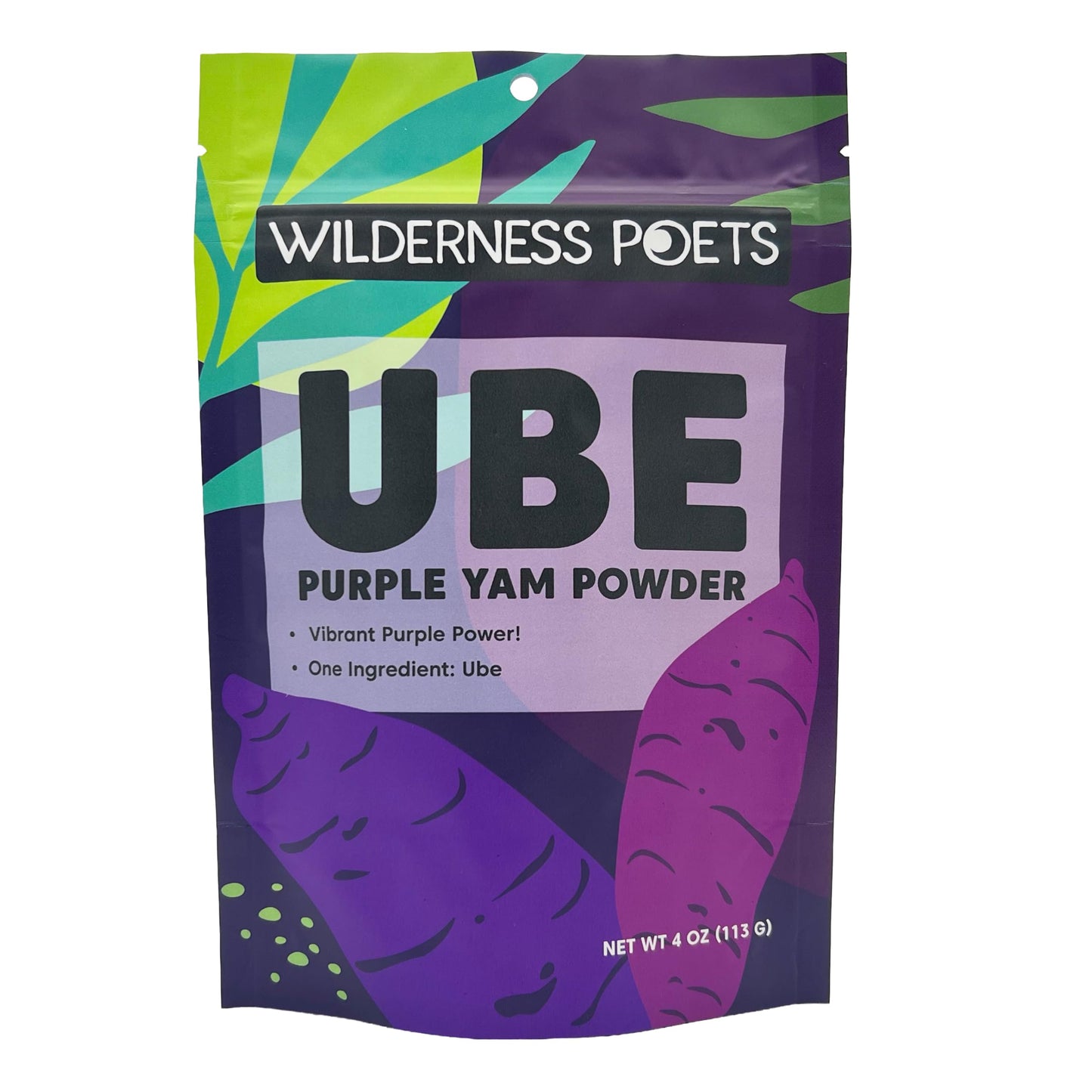 Wilderness Poets, 100% Ube Powder, Natural Purple Yam Powder (4 oz. bag) Baking, Beverages, Natural Color