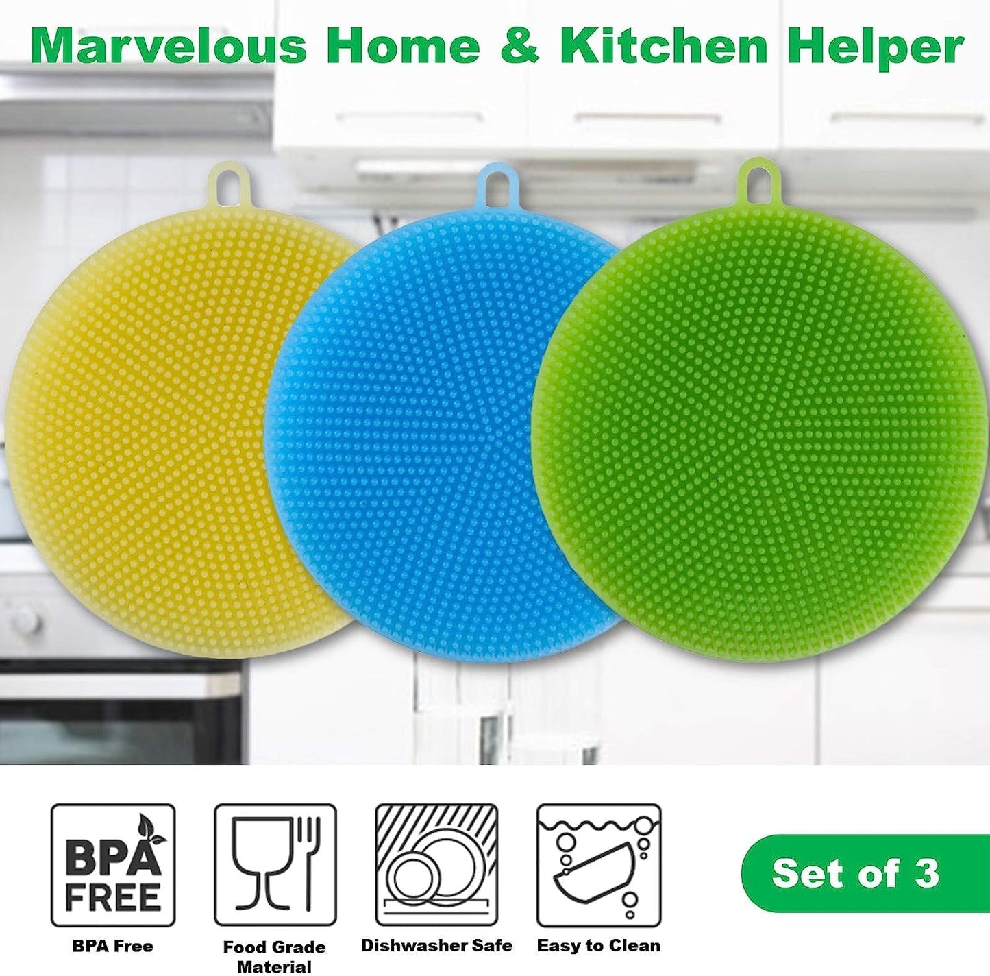 MJDFS, Silicone Sponge for Dish Washing, Dishwasher Safe, Heat Proof and BPA Free, Kitchen Cleaning Sponges for Light Cleaning Tasks, Double Sided