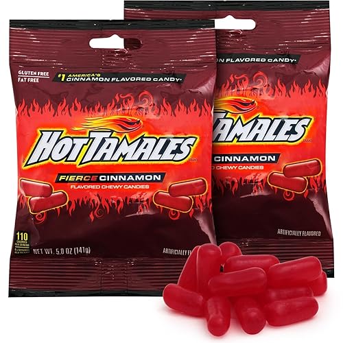 Hot Tamales Fierce Cinnamon Chews, 2 Pack, 5 oz Each - Spicy Cinnamon Treats for Any Occasion