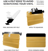 VViViD Gold Vinyl Wrap Squeegee - Nylon-Reinforced Tool for Car Wraps, Window Tint & Decals - (5 Pack)