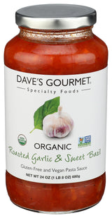 Daves Gourmet Organic Roasted Garlic and Sweet Basil Sauce, 25.5 OZ