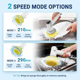 Electric Spin Scrubber Compatible with Scrub Daddy/Mommy, Coinicxcel 2-Speed Option IP7X Waterproof Smile Sponge Dish Wand Holder with 4 Replaceable