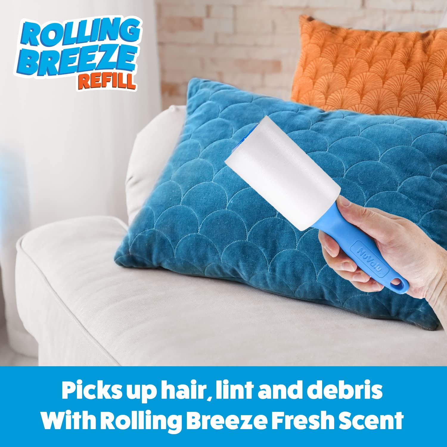 NuValu Rolling Breeze Scented Lint Roller Refill (12 Pack, 1080 Sheets)